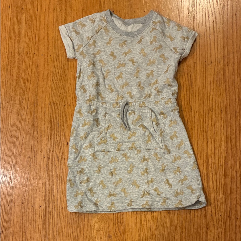 Gray and Gold Short Sleeve Dress